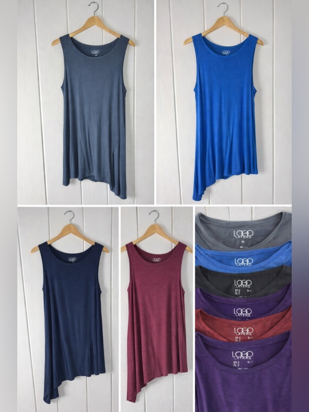 LOGO by Lori Goldstein Tank Top Bundle Size M Asymmetrical Hem Tunics Lot of 5